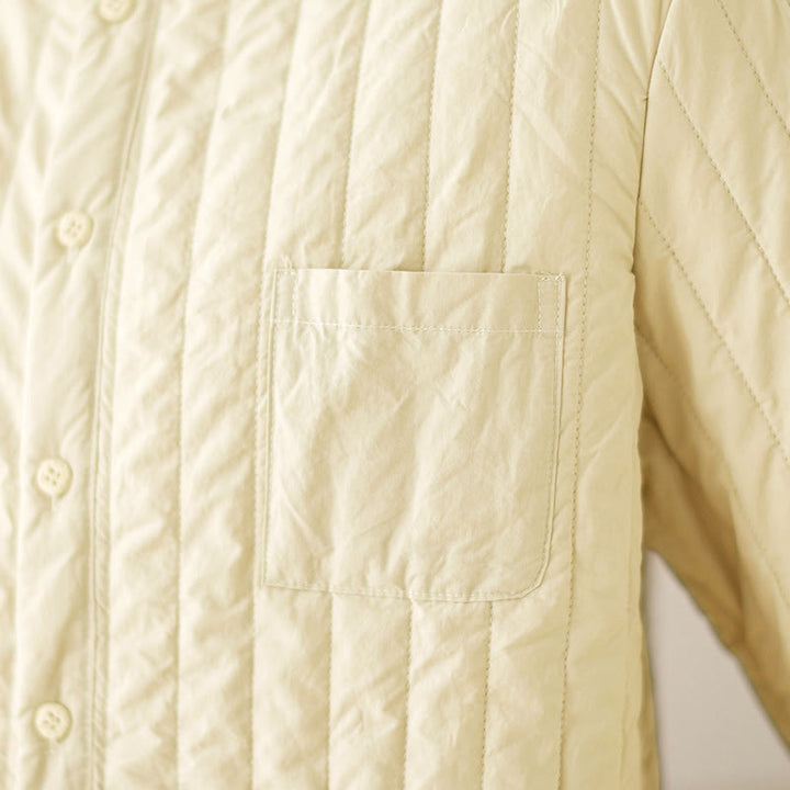 Giacca termica in cotone a maniche lunghe con colletto rialzato e design semplice da donna Buddha Stones con tasca - image 12