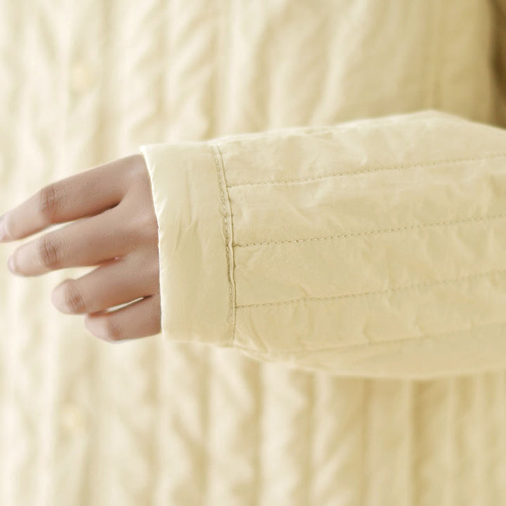 Giacca termica in cotone a maniche lunghe con colletto rialzato e design semplice da donna Buddha Stones con tasca - image 14