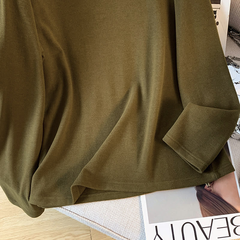 Camicia da donna in cotone a maniche lunghe con colletto rialzato e bottoni a rana, tinta unita, motivo Buddha Stones Spring - image 20