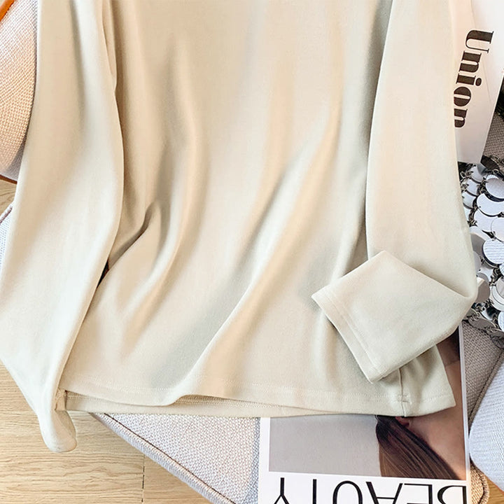 Camicia da donna in cotone a maniche lunghe con colletto rialzato e bottoni a rana, tinta unita, motivo Buddha Stones Spring - image 9