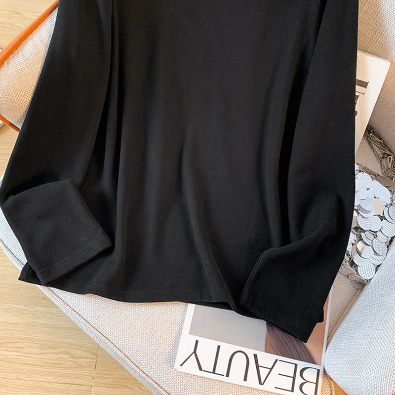 Camicia da donna in cotone a maniche lunghe con colletto rialzato e bottoni a rana, tinta unita, motivo Buddha Stones Spring - image 33