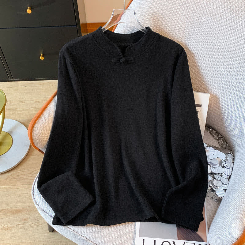 Camicia da donna in cotone a maniche lunghe con colletto rialzato e bottoni a rana, tinta unita, motivo Buddha Stones Spring - Nero - US8-10, UK/AU12-14, EU40-42 (2XL) - image 24