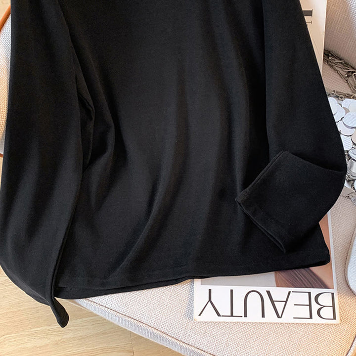 Camicia da donna in cotone a maniche lunghe con colletto rialzato e bottoni a rana, tinta unita, motivo Buddha Stones Spring - image 32