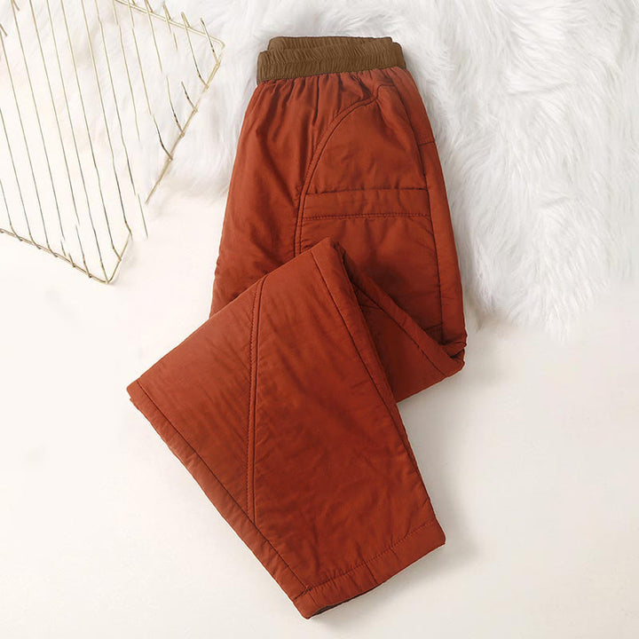 Pantaloni harem spessi con elastico in vita e tasche, modello invernale semplice da donna Buddha Stones - image 6