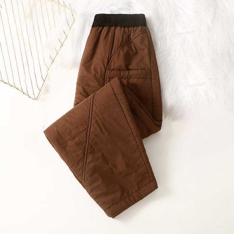 Pantaloni harem spessi con elastico in vita e tasche, modello invernale semplice da donna Buddha Stones - image 1