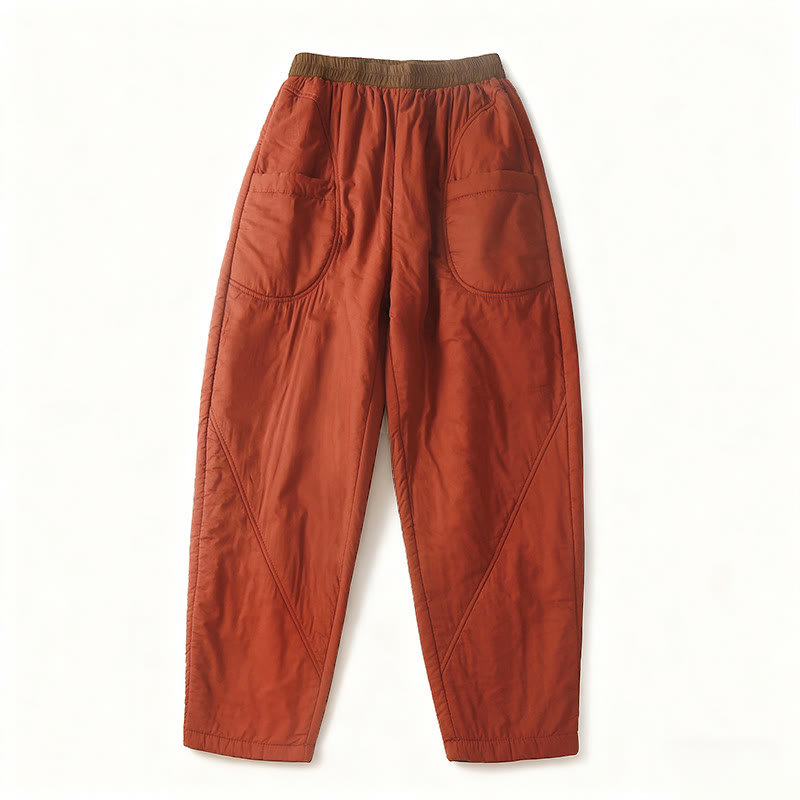 Pantaloni harem spessi con elastico in vita e tasche, modello invernale semplice da donna Buddha Stones - image 13