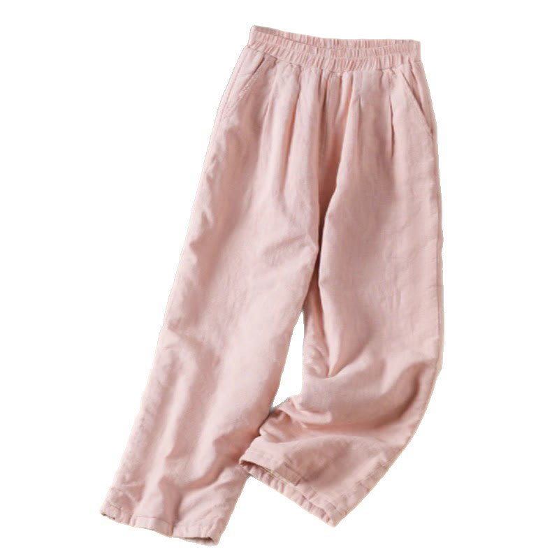 Pantaloni a gamba larga da donna in cotone termico invernale Buddha Stones con tasche - image 4