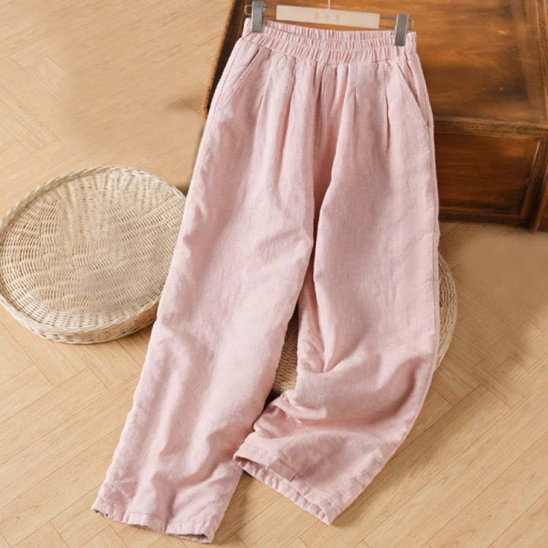 Pantaloni a gamba larga da donna in cotone termico invernale Buddha Stones con tasche - Rosa - US8-10, UK/AU12-14, EU40-42 (2XL) - image 2