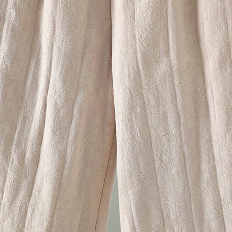 Pantaloni termici alla caviglia con tasche e gamba larga, imbottiti in cotone jacquard Buddha Stones da donna - image 16