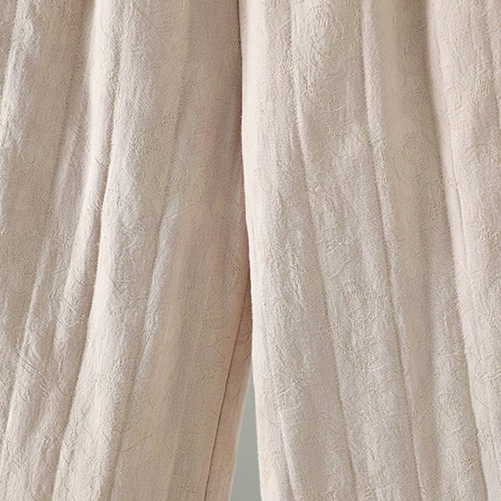 Pantaloni termici alla caviglia con tasche e gamba larga, imbottiti in cotone jacquard Buddha Stones da donna - image 16