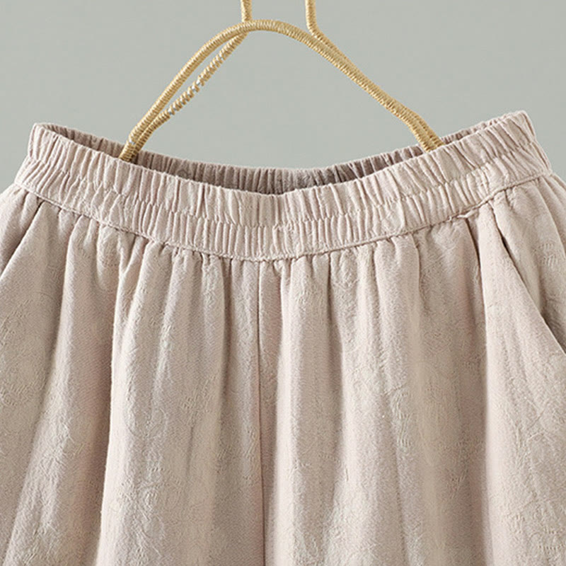 Pantaloni termici alla caviglia con tasche e gamba larga, imbottiti in cotone jacquard Buddha Stones da donna - image 12