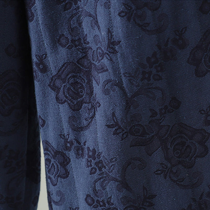 Pantaloni termici alla caviglia con tasche e gamba larga, imbottiti in cotone jacquard Buddha Stones da donna - image 3