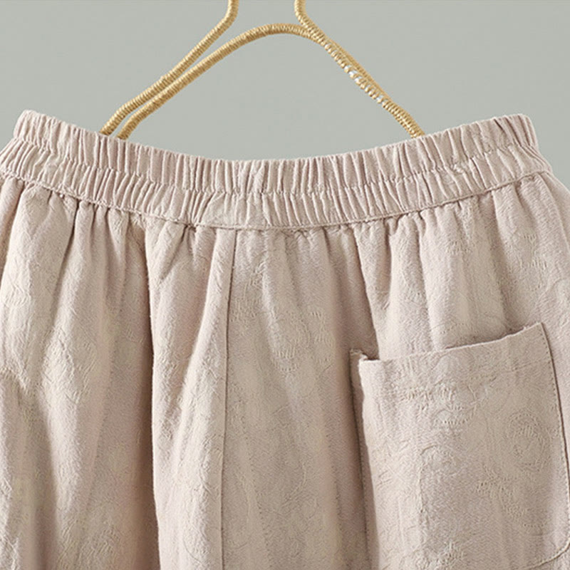 Pantaloni termici alla caviglia con tasche e gamba larga, imbottiti in cotone jacquard Buddha Stones da donna - image 13