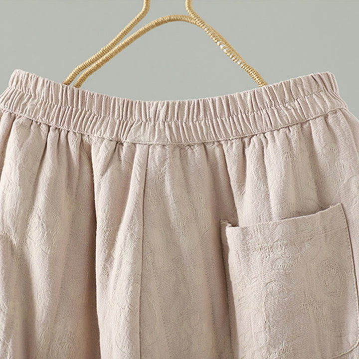 Pantaloni termici alla caviglia con tasche e gamba larga, imbottiti in cotone jacquard Buddha Stones da donna - image 13