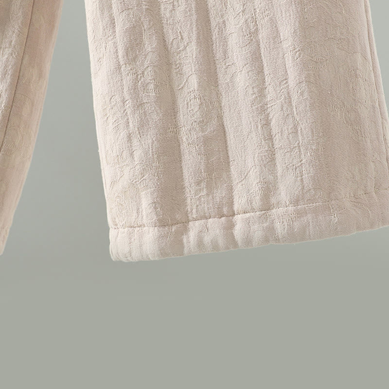 Pantaloni termici alla caviglia con tasche e gamba larga, imbottiti in cotone jacquard Buddha Stones da donna - image 18