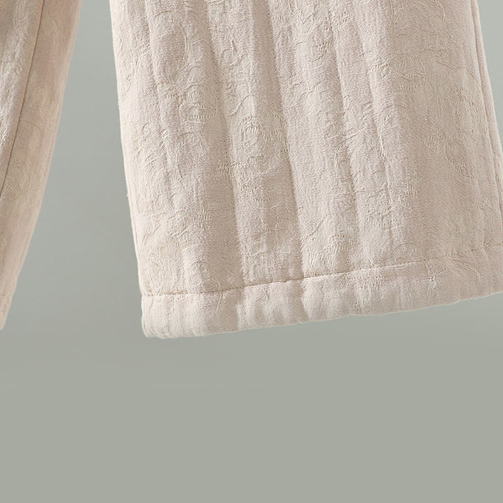 Pantaloni termici alla caviglia con tasche e gamba larga, imbottiti in cotone jacquard Buddha Stones da donna - image 18