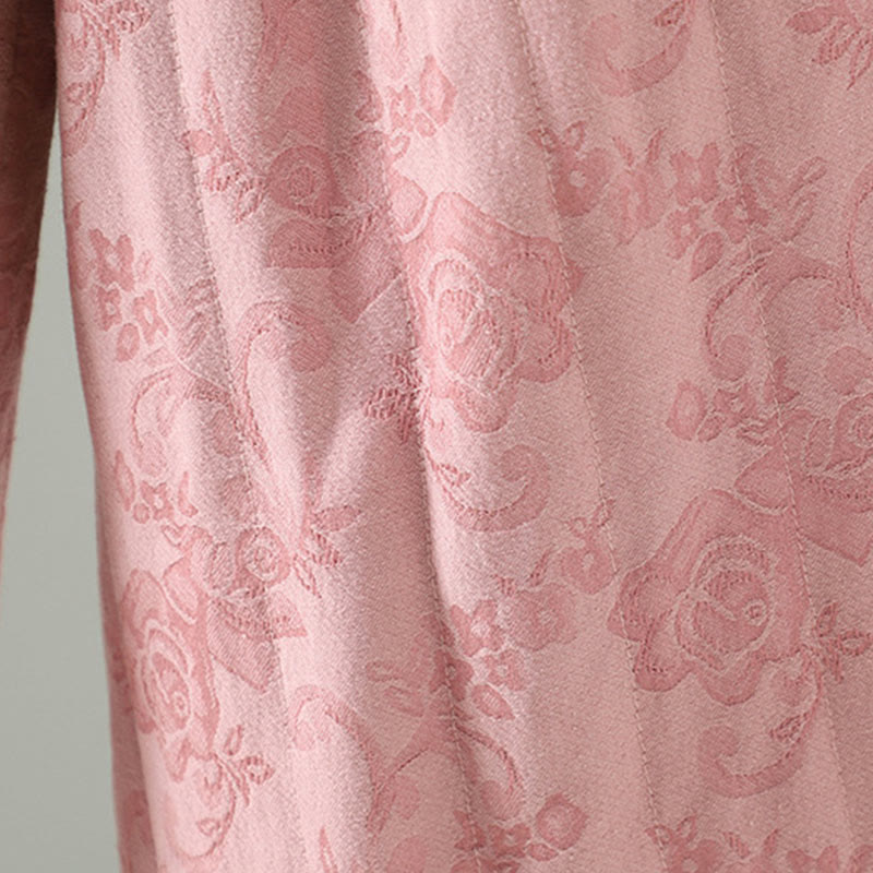 Pantaloni termici alla caviglia con tasche e gamba larga, imbottiti in cotone jacquard Buddha Stones da donna - image 8