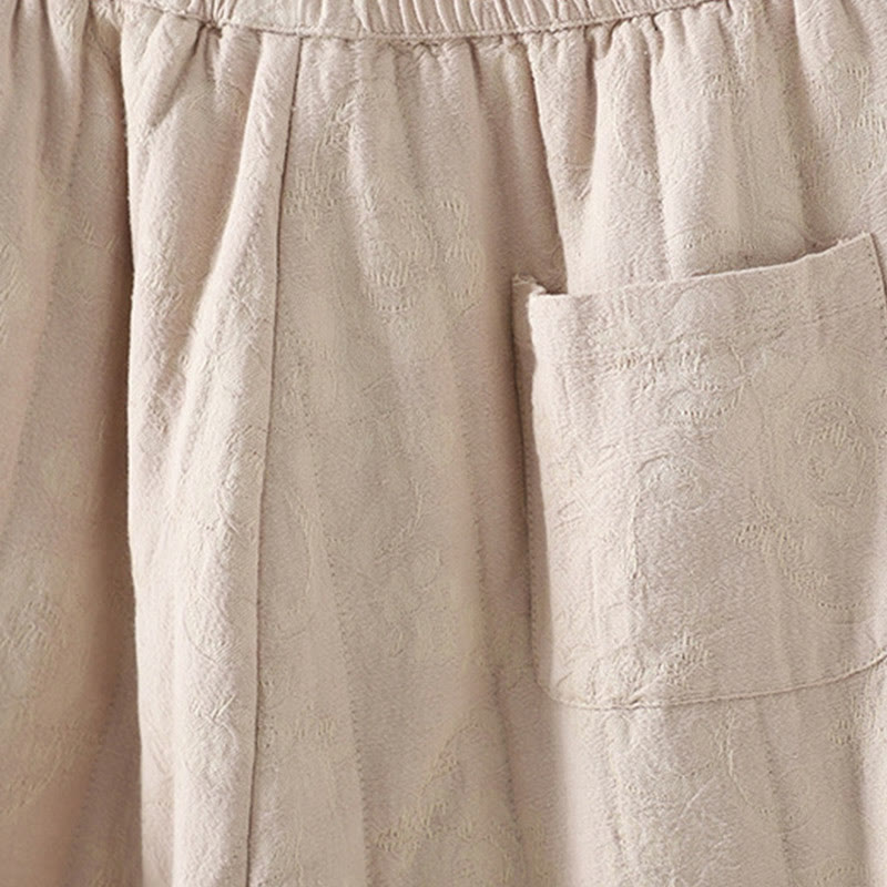 Pantaloni termici alla caviglia con tasche e gamba larga, imbottiti in cotone jacquard Buddha Stones da donna - image 15