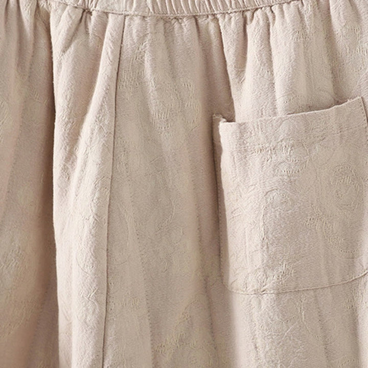 Pantaloni termici alla caviglia con tasche e gamba larga, imbottiti in cotone jacquard Buddha Stones da donna - image 15