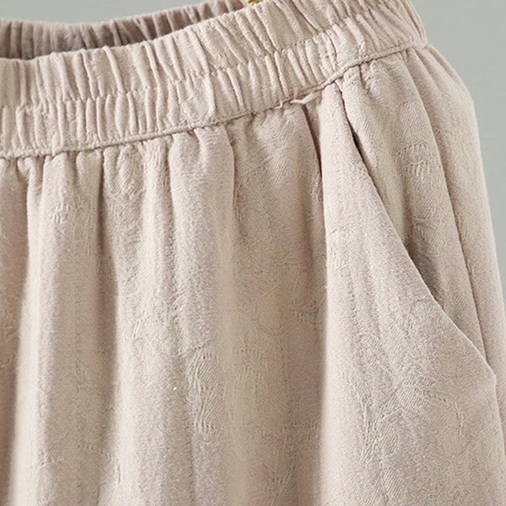 Pantaloni termici alla caviglia con tasche e gamba larga, imbottiti in cotone jacquard Buddha Stones da donna - image 14