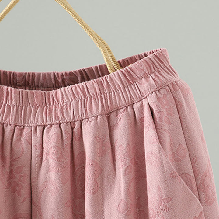 Pantaloni termici alla caviglia con tasche e gamba larga, imbottiti in cotone jacquard Buddha Stones da donna - image 7