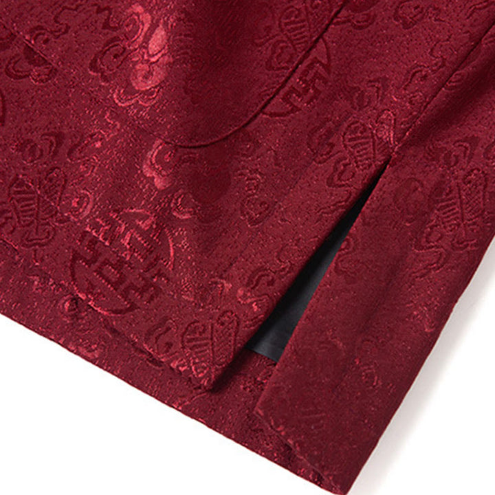 Giacca da uomo in stile Tang con colletto rialzato, maniche lunghe, ricamo con Buddha Stones e tasche - image 10