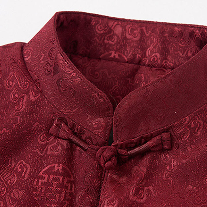 Giacca da uomo in stile Tang con colletto rialzato, maniche lunghe, ricamo con Buddha Stones e tasche - image 4