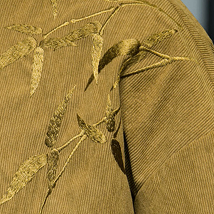 Giacca da uomo in velluto a coste di cotone a maniche lunghe con bottoni a rana, motivo cinese, con ricamo Buddha Stones Spring Bamboo - image 16
