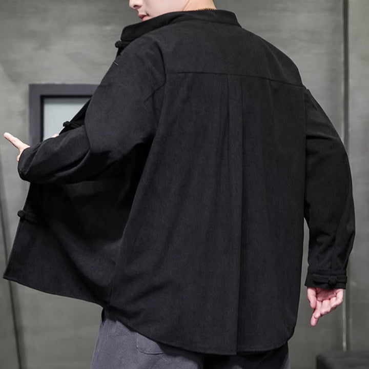 Giacca da uomo in velluto a coste di cotone a maniche lunghe con bottoni a rana, motivo cinese, con ricamo Buddha Stones Spring Bamboo - image 34