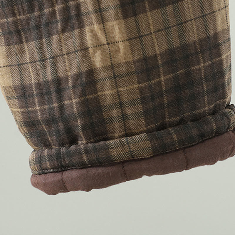 Pantaloni termici harem da donna con tasche e imbottitura in cotone con motivo a quadri multicolore Buddha Stones - image 8