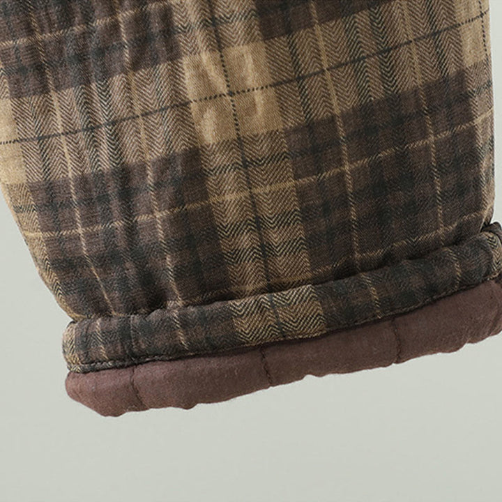 Pantaloni termici harem da donna con tasche e imbottitura in cotone con motivo a quadri multicolore Buddha Stones - image 8