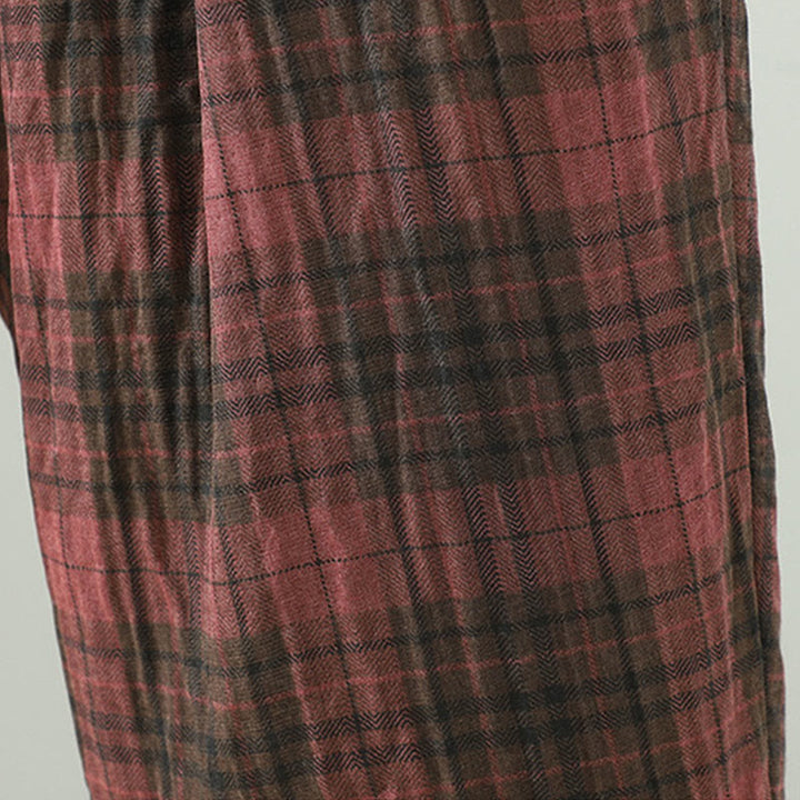 Pantaloni termici harem da donna con tasche e imbottitura in cotone con motivo a quadri multicolore Buddha Stones - image 13