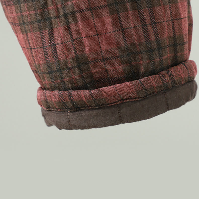 Pantaloni termici harem da donna con tasche e imbottitura in cotone con motivo a quadri multicolore Buddha Stones - image 14