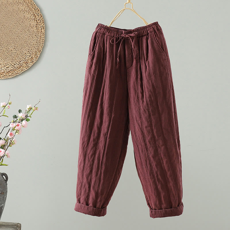 Pantaloni harem da donna in cotone con elastico in vita e tasche, modello Buddha Stones Daily Plain Coulisse Design - Mattoni refrattari - US8-10, UK/AU12-14, EU40-42 (2XL) - image 6