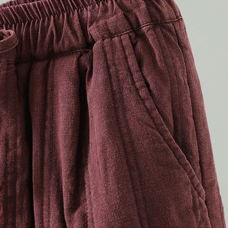 Pantaloni harem da donna in cotone con elastico in vita e tasche, modello Buddha Stones Daily Plain Coulisse Design - image 11