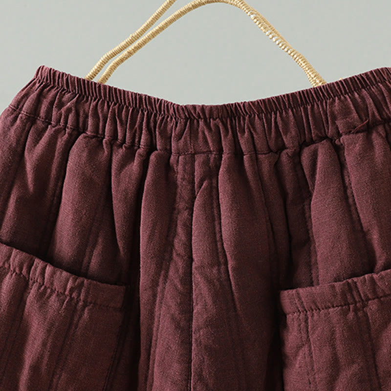 Pantaloni harem da donna in cotone con elastico in vita e tasche, modello Buddha Stones Daily Plain Coulisse Design - image 9