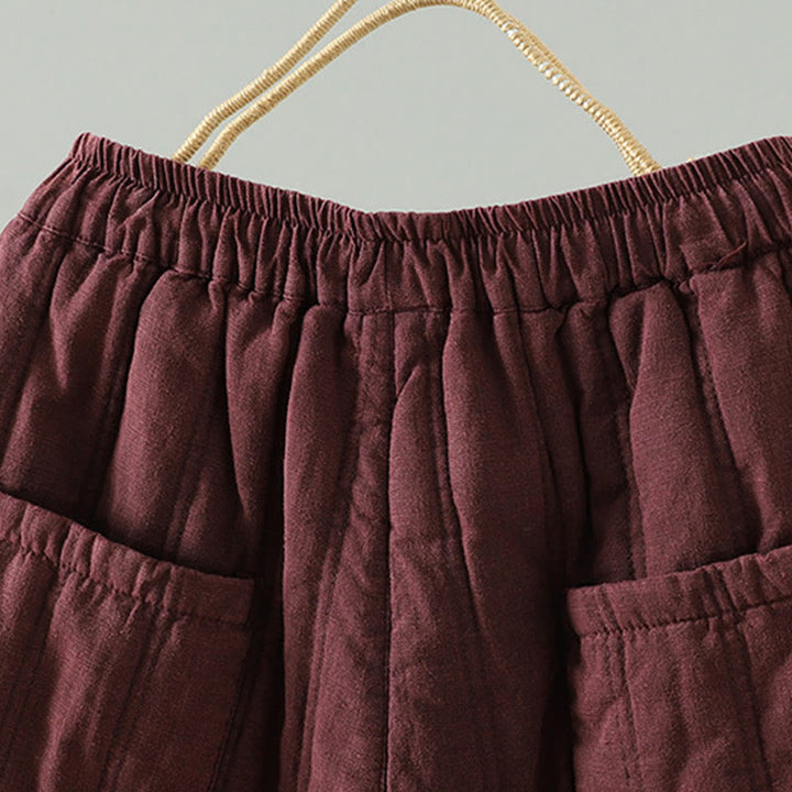 Pantaloni harem da donna in cotone con elastico in vita e tasche, modello Buddha Stones Daily Plain Coulisse Design - image 9