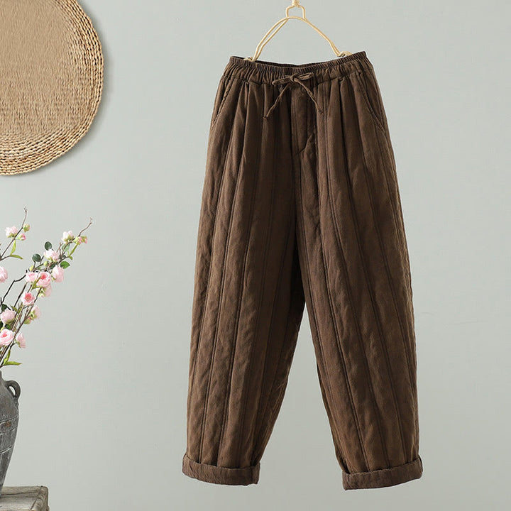 Pantaloni harem da donna in cotone con elastico in vita e tasche, modello Buddha Stones Daily Plain Coulisse Design - Marrone sella - US8-10, UK/AU12-14, EU40-42 (2XL) - image 0