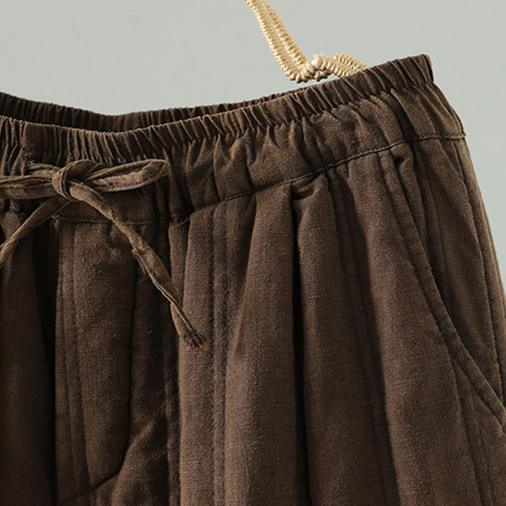 Pantaloni harem da donna in cotone con elastico in vita e tasche, modello Buddha Stones Daily Plain Coulisse Design - image 2