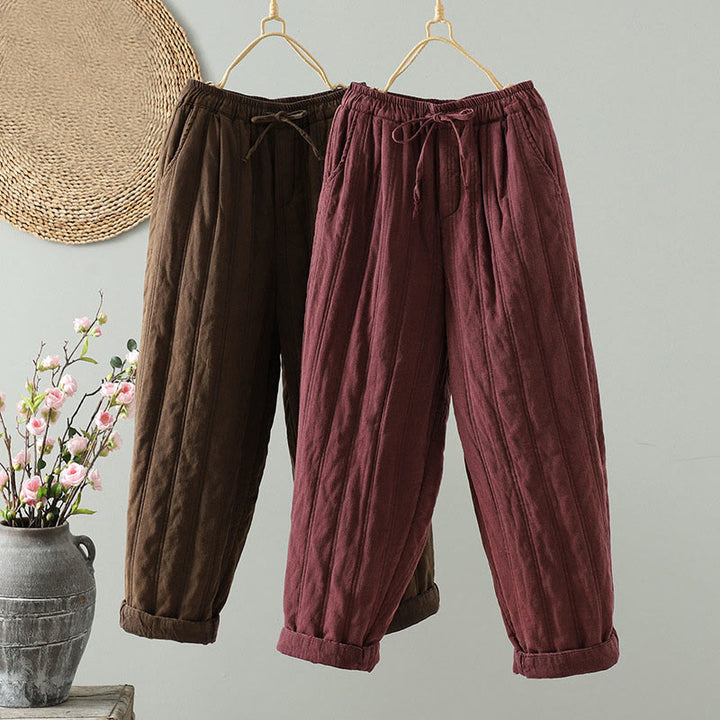 Pantaloni harem da donna in cotone con elastico in vita e tasche, modello Buddha Stones Daily Plain Coulisse Design - image 16