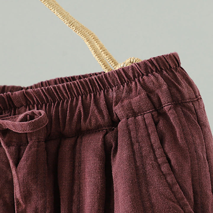 Pantaloni harem da donna in cotone con elastico in vita e tasche, modello Buddha Stones Daily Plain Coulisse Design - image 10