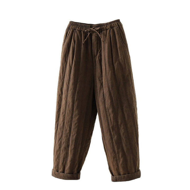 Pantaloni harem da donna in cotone con elastico in vita e tasche, modello Buddha Stones Daily Plain Coulisse Design - image 5