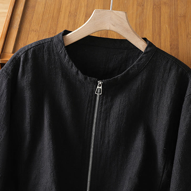 Giacca da donna in cotone con cerniera, a doppio strato, a maniche lunghe e tasche , Buddha Stones - image 3