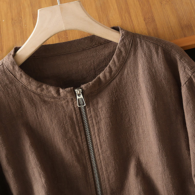 Giacca da donna in cotone con cerniera, a doppio strato, a maniche lunghe e tasche , Buddha Stones - image 24