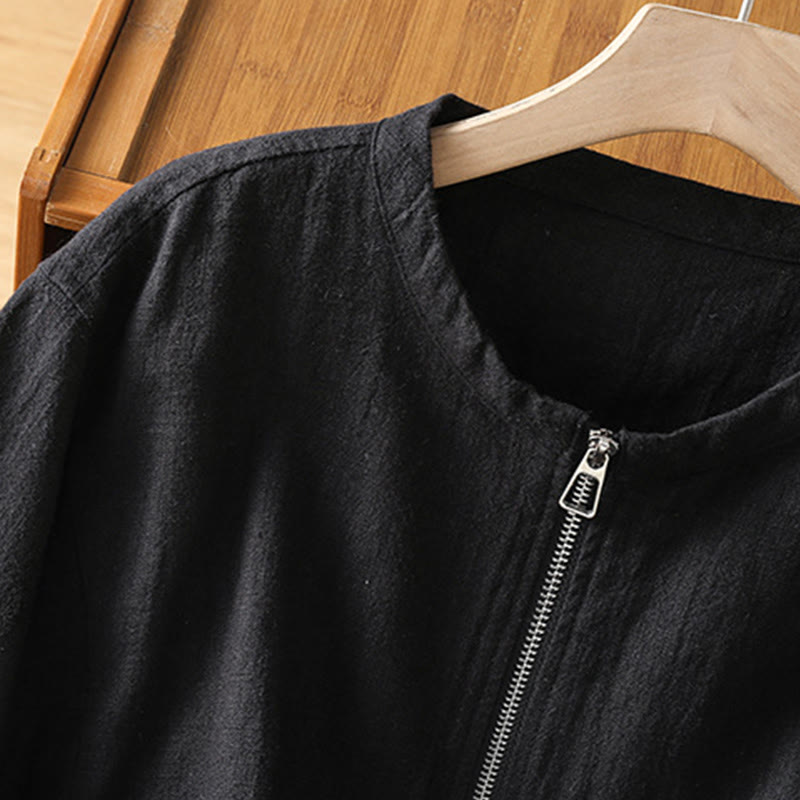 Giacca da donna in cotone con cerniera, a doppio strato, a maniche lunghe e tasche , Buddha Stones - image 5