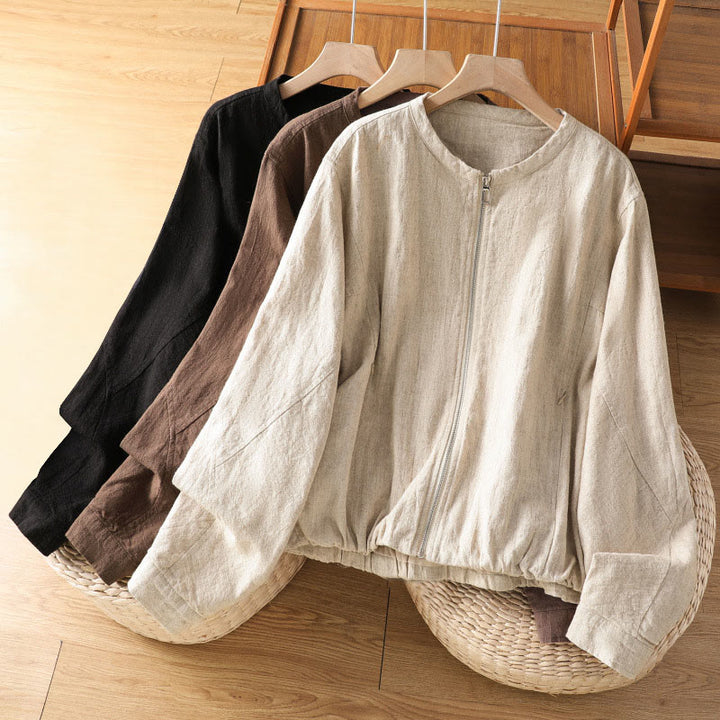 Giacca da donna in cotone con cerniera, a doppio strato, a maniche lunghe e tasche , Buddha Stones - image 0