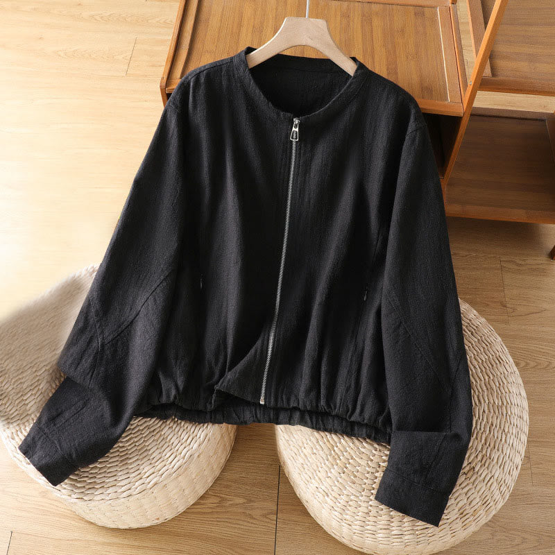 Giacca da donna in cotone con cerniera, a doppio strato, a maniche lunghe e tasche , Buddha Stones - Nero - US8-10, UK/AU12-14, EU40-42 (2XL) - image 1