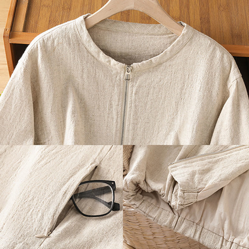 Giacca da donna in cotone con cerniera, a doppio strato, a maniche lunghe e tasche , Buddha Stones - image 20