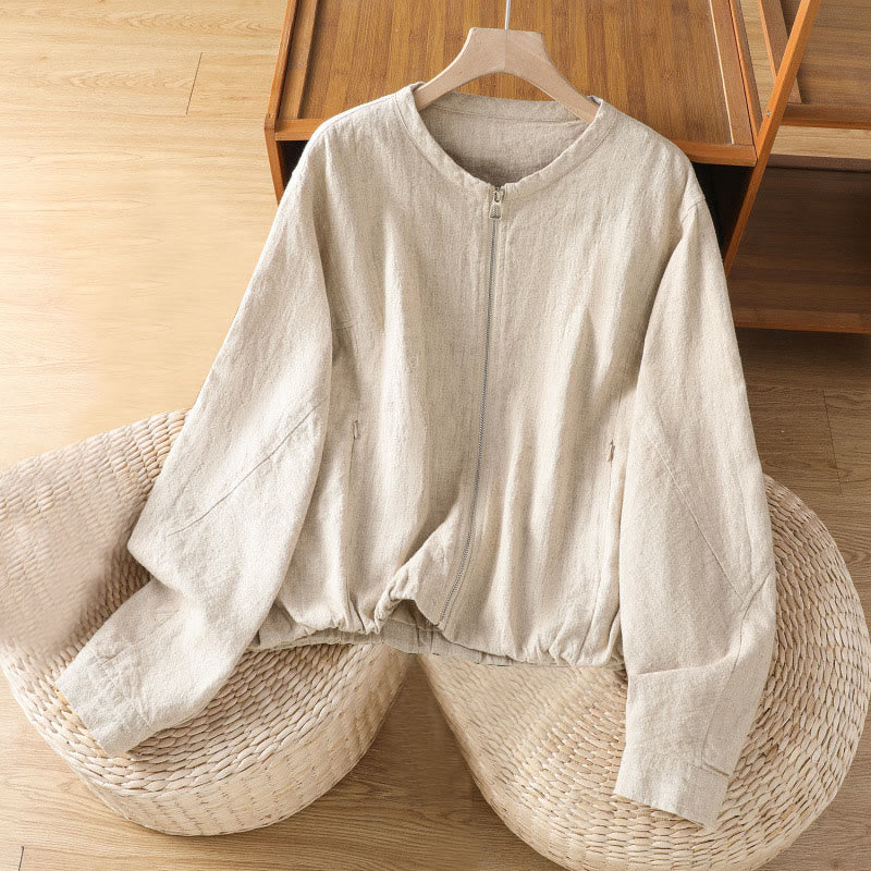 Giacca da donna in cotone con cerniera, a doppio strato, a maniche lunghe e tasche , Buddha Stones - Bianco antico - US8-10, UK/AU12-14, EU40-42 (2XL) - image 9