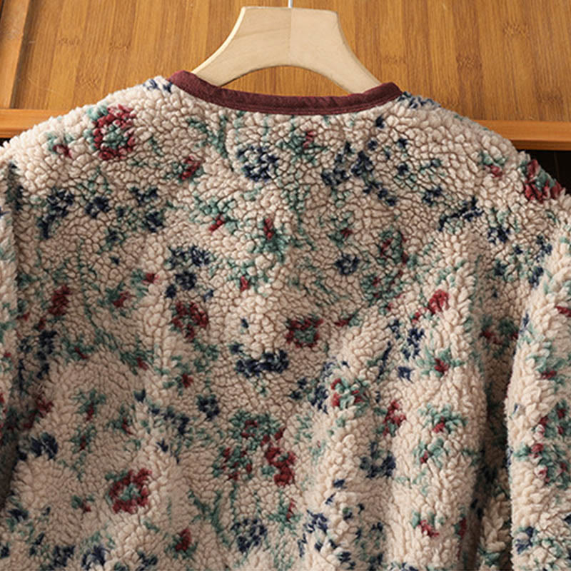 Giacca termica a maniche lunghe con tasche e motivo floreale in cotone da donna Buddha Stones - image 4